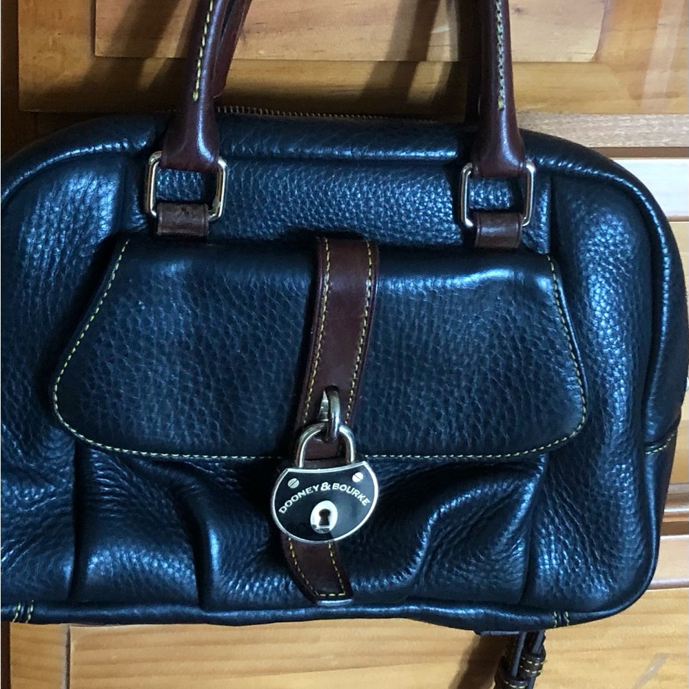 Dooney & Bourke Samba Pebbled Leather Large Black Satchel Cross Body Bag